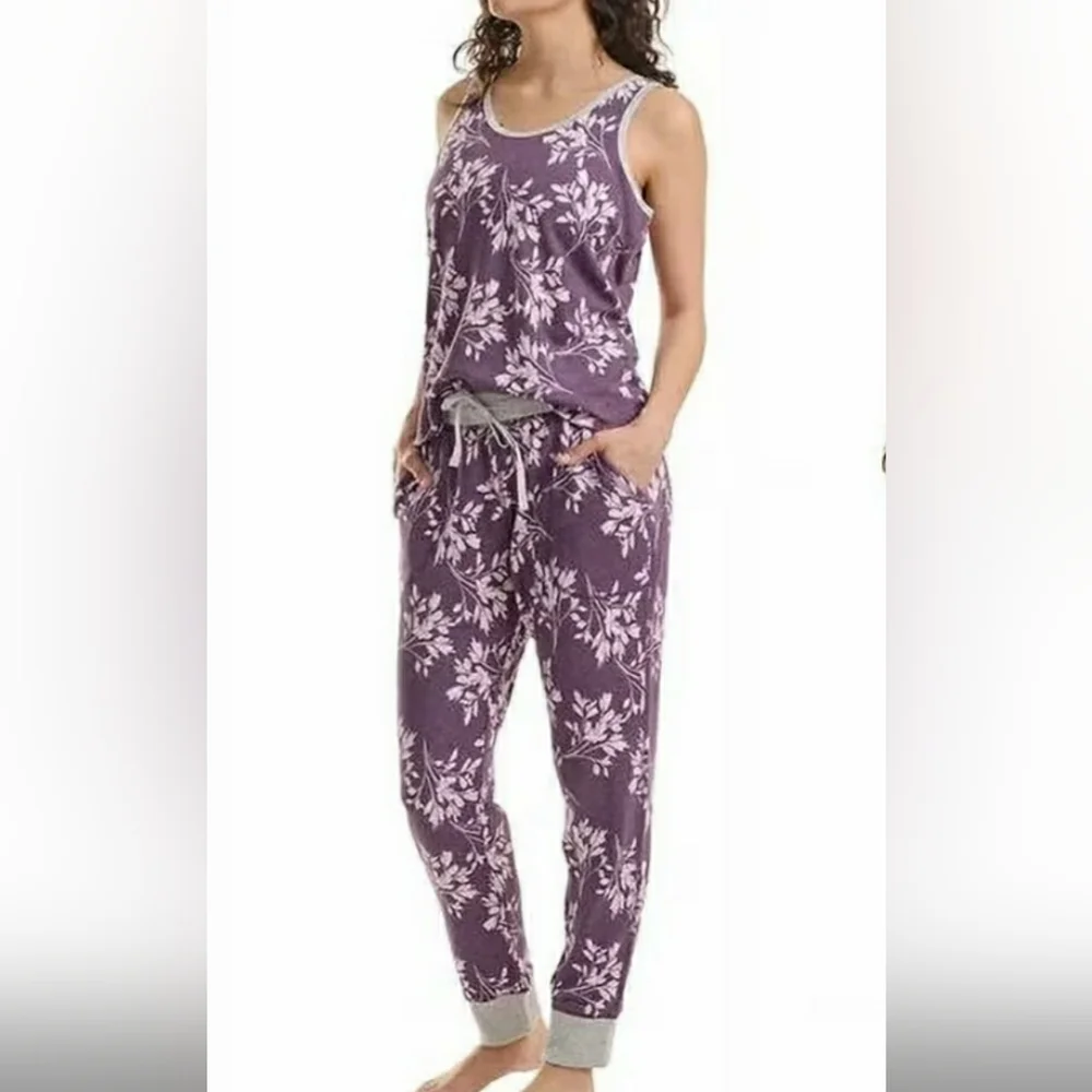 Live Love Lounge Karen Neuburger Purple Floral Pajama Set Large